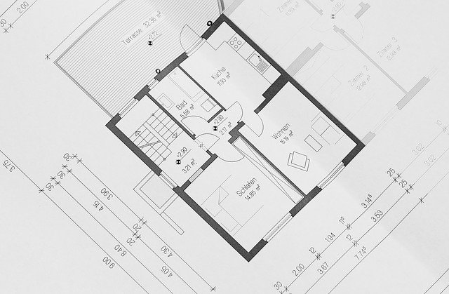 planta baixa de uma casa simples, desenho de arquitetura representado uma casa.